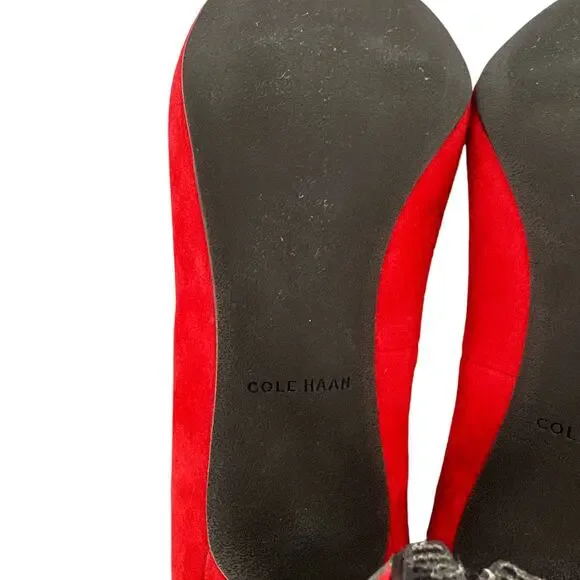 COLE HAAN Grand.OS Suede Pump in Red 6.5 - Picture 6 of 7